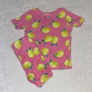 George Pink Lemon Print Kids Pajamas
